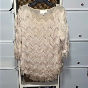 J.O.A. Los Angeles chevron-fringe tunic